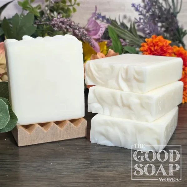 Tallow Soap on Soap Dish showing top and side