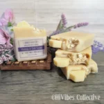 Honeymoon Soap limited edition tallow and honey soap with honeycomb guest soap topper labeled