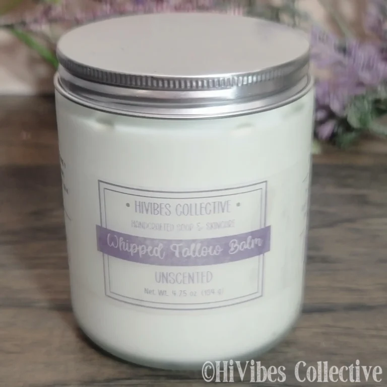 Whipped Tallow Unscented large frosted glass jar with metal lid open view