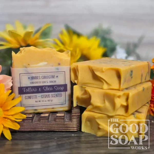 Confetti Soap Front & Top View with Label