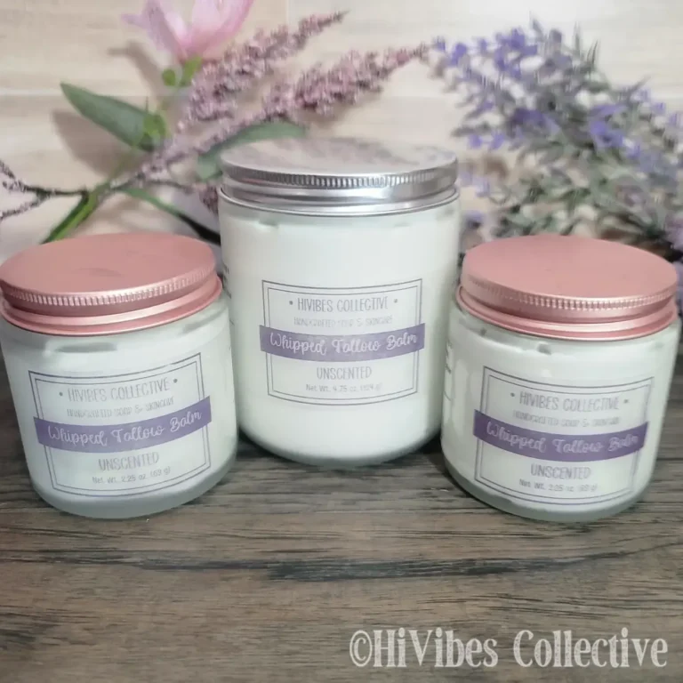 Whipped Tallow Unscented small and large frosted glass jars with metal lids