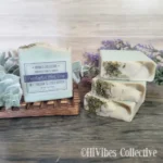 Eucalyptus Mint Soap blue-green handcrafted tallow soap with Cambrian blue clay and indigo labeled
