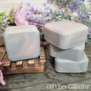 Smoke & Petal Facial Bar vegan dark charcoal and soft pink hand-swirled soap bar