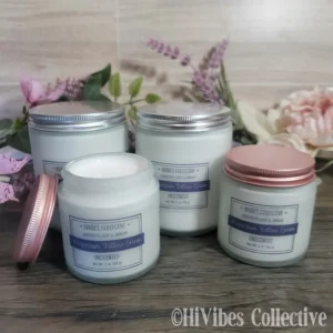 Magnesium Whipped Tallow Scented two sizes frosted glass jars with natural clay colorants