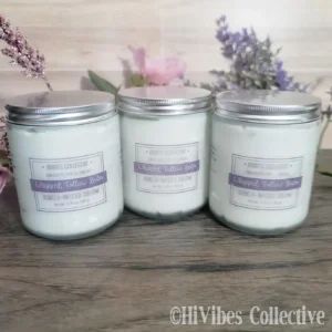 Whipped Tallow Infused large frosted glass jar with metal lid