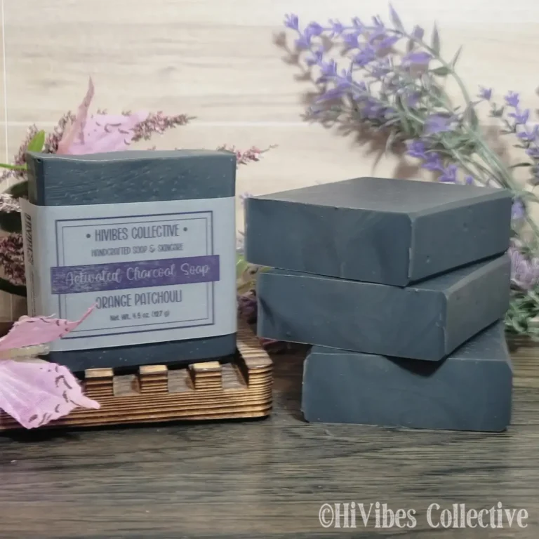 Activated Charcoal Soap deep grey handcrafted detoxifying tallow soap with bentonite clay labeled