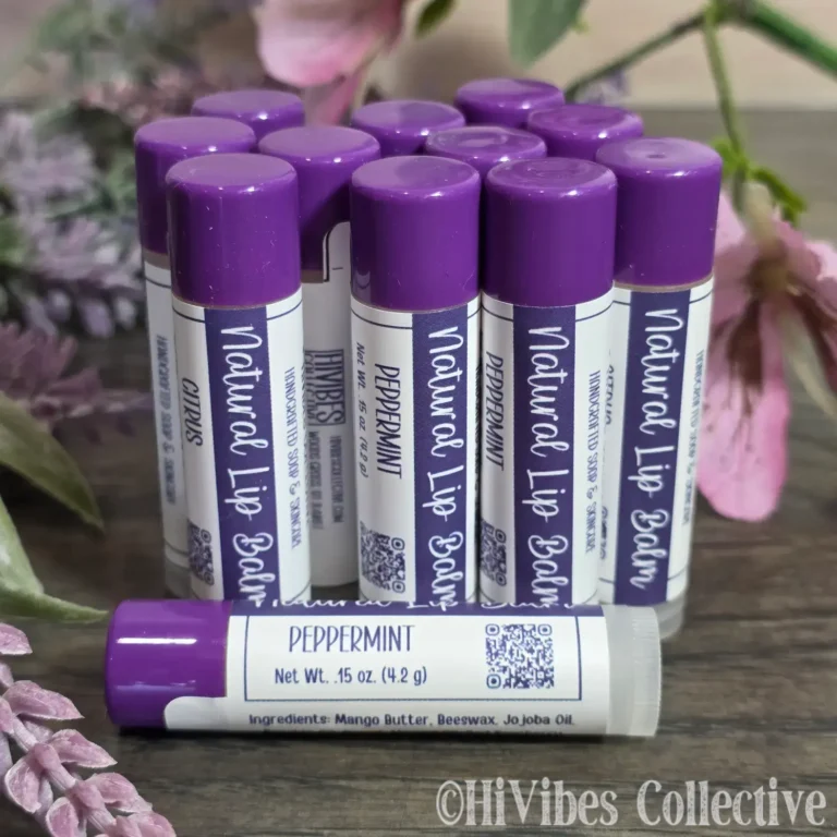 Mango Butter Lip Balm Peppermint scented tallow-free mango butter beeswax lip balm tube