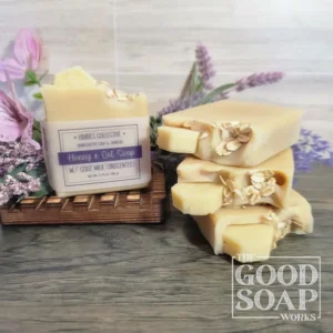 Honeymoon Soap limited edition tallow and honey soap with honeycomb guest soap topper labeled