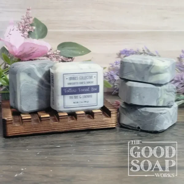 Tallow Facial Bar Tea Tree and Lavender natural tallow soap bar close up