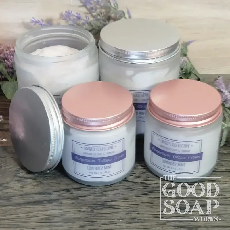 Magnesium Whipped Tallow Unscented two size options frosted glass jars