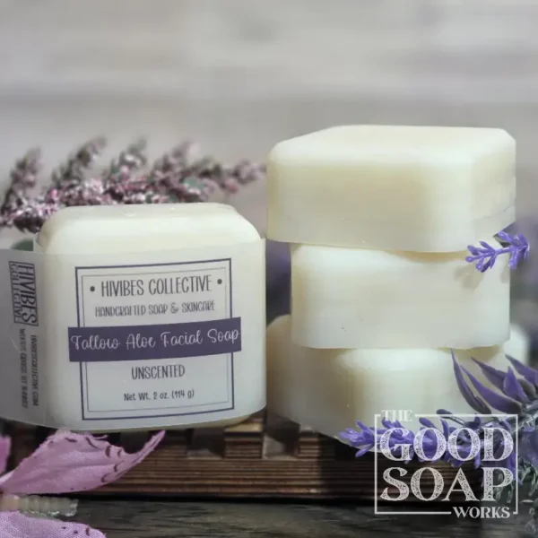 Heirloom Tallow Facial Bar - Top & Side View - with label