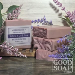 Bramble & Bloom solid deep pink-purple natural soap bar close up