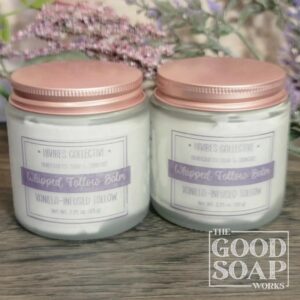 Whipped Tallow Infused small frosted glass jar with metal lid