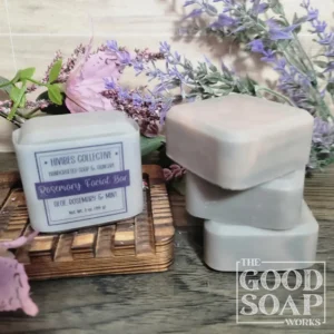 Smoke & Petal Facial Bar vegan activated charcoal and soft pink hand-swirled soap bar