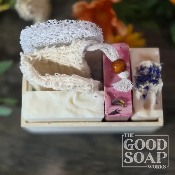 3 Soap Crate with Sisal Soap Saver and Soap Pad - Top View