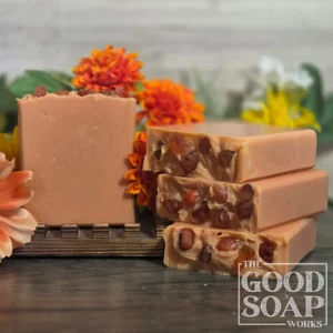 Sacral Chakra Soap warm orange tallow soap with tumbled carnelian stones