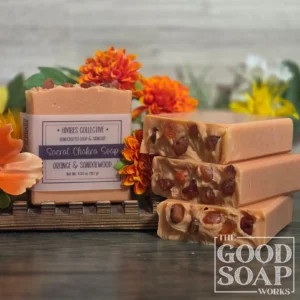 Sacral Chakra Soap warm orange tallow soap with tumbled carnelian stones