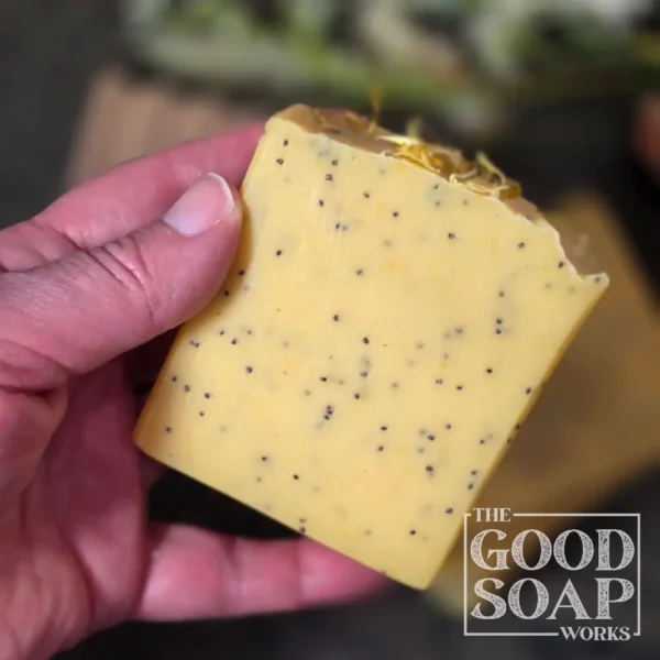 Sunlit Citrus Soap held showing side view