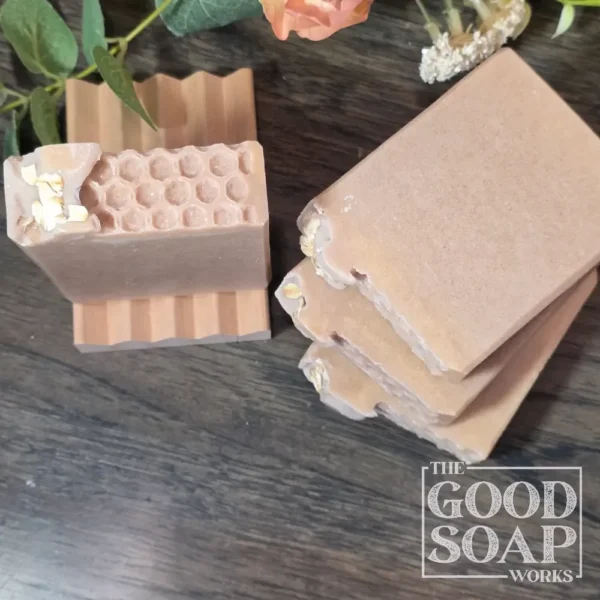 Honeycomb & Oat Soap showing top and side