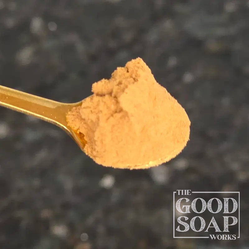 Marshmallow Root Powder shown on small spoon - Light brown color