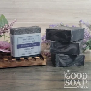 Grease & Grit Soap diagonal two-tone heavy duty goat milk hand soap bar close up