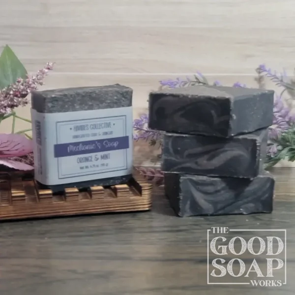 Grease & Grit Soap diagonal two-tone heavy duty goat milk hand soap bar close up