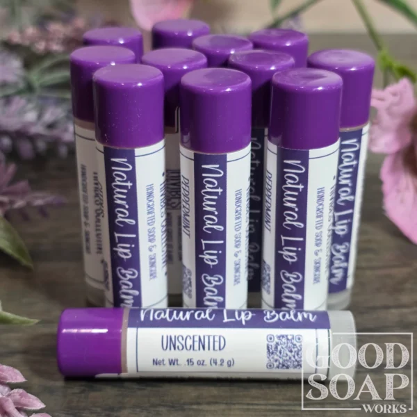 Mango Butter Lip Balm Unscented tallow-free mango butter and beeswax lip balm tube neutral color