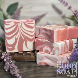 Peppermint Holiday Soap - Side and Top View on Soap Dish