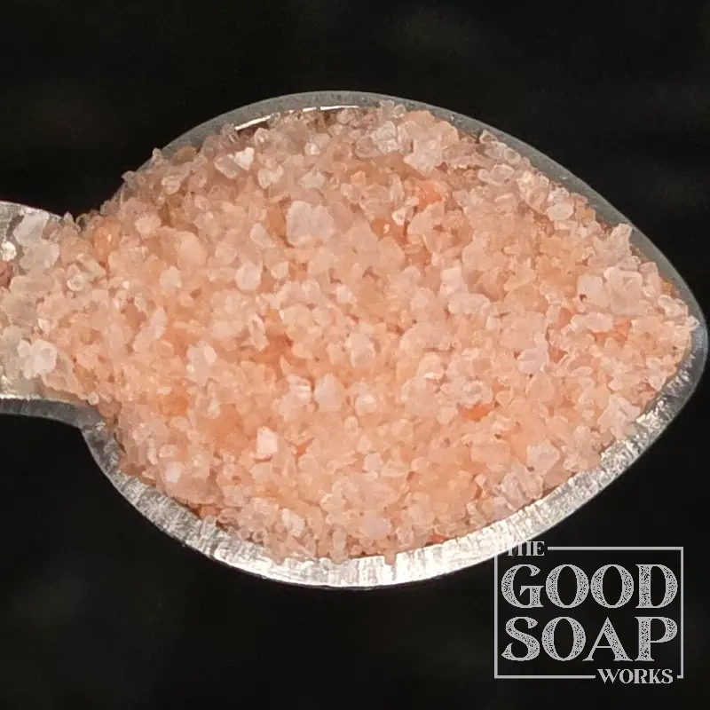 Pink Himalayan salt — a mineral-rich natural salt used in salt bars and natural body scrubs