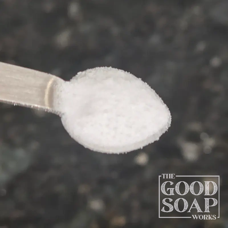 SLSA sodium lauryl sulfoacetate close-up — a fluffy plant-derived surfactant for natural bath and hair care