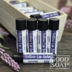 Tallow Lip Balm Scented neutral color tallow and beeswax lip balm tube peppermint and citrus options