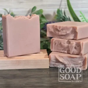 Velvet Blush Soap showing top and sides of this vintage pink soap.