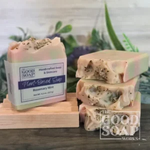 Rosemary Mint Plant-Based Soap - with label
